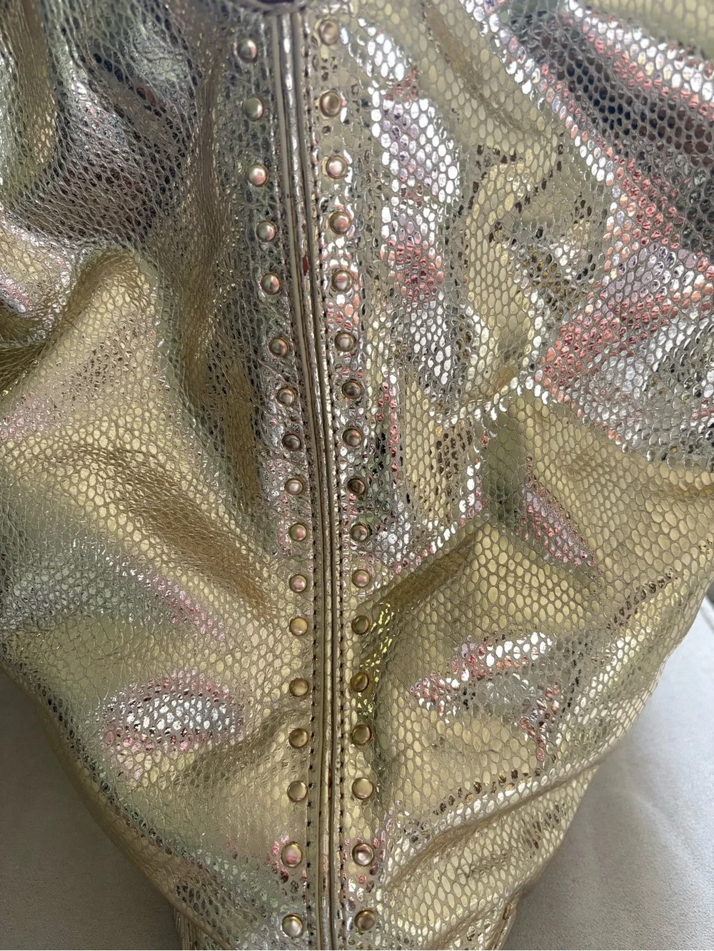 Michael Kors Metallic Gold Studded Drawstring Hobo